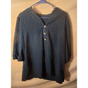 Women’s‎ Boho Cottagecore Blue Vneck  Top Shirt Flattering Plus Size 1X 1XL
